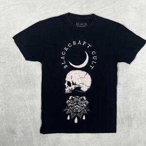 Black Craft Cult T-Shirt Mens XS Black Skull Moon Rose Gothic Occult Graphic